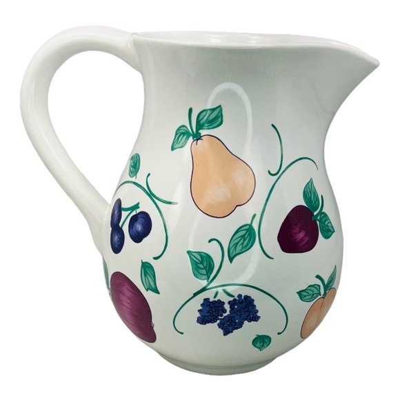 Orchard Medley by Princess House Vintage Ceramic Pitcher Fruit Pattern - Picture 5 of 10